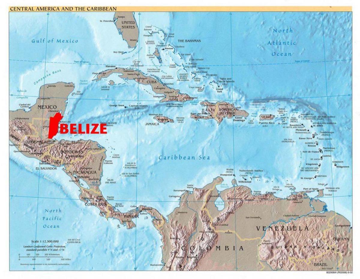 Karte von Belize central america