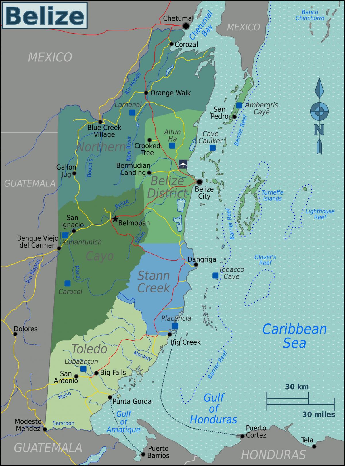 Belize international airport Landkarte