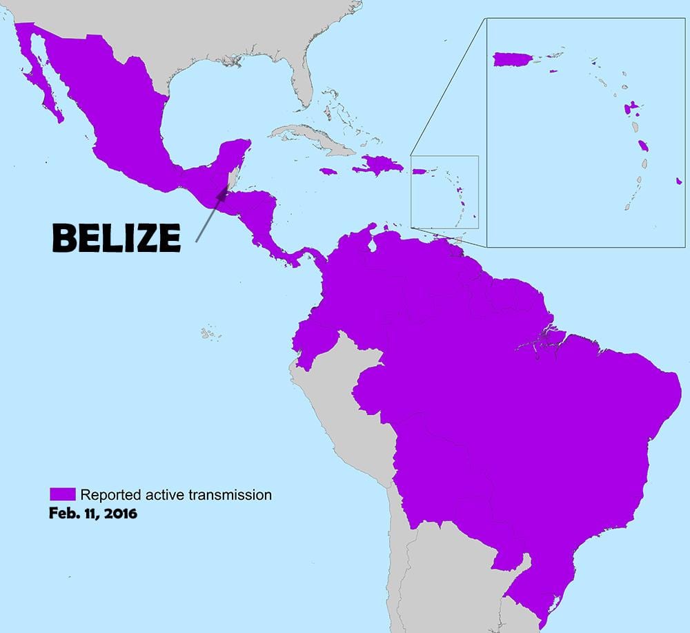 Karte von Belize zika