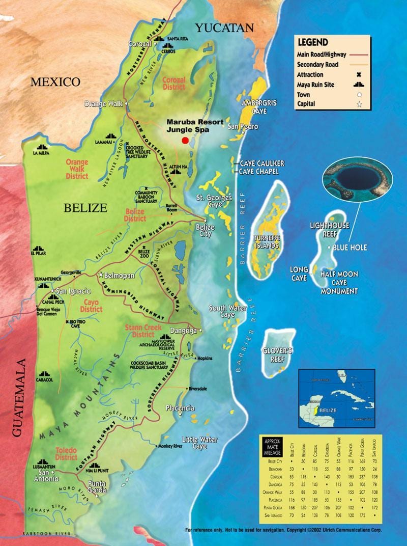 Karte von tobacco caye, Belize