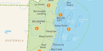 Karte von Belize und den umliegenden Ländern