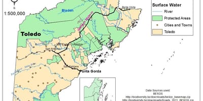 Karte von toledo district in Belize